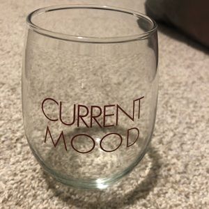 Set of 4 wine glasses that say “current mood”